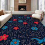 Playful Floral Abstract Creatures Design Rug