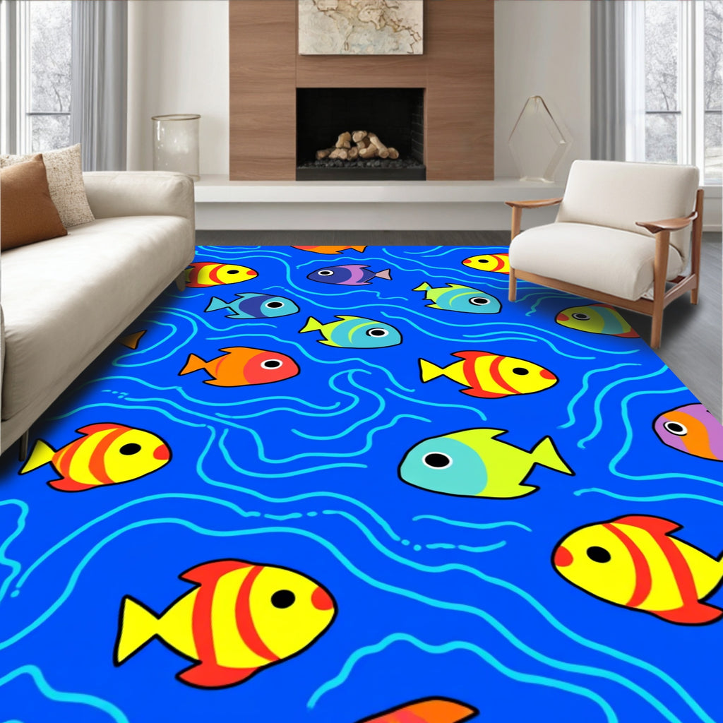 Playful Fish Aquatic Pattern Rug