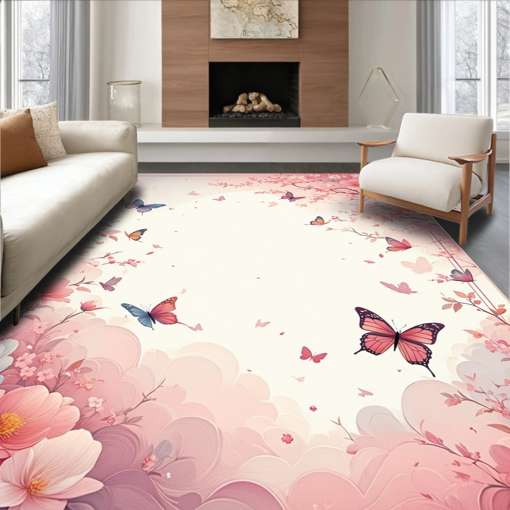 Spring Blossom Butterflies Garden Rug
