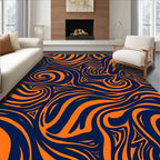 Dynamic Swirls Orange and Navy Pattern Rug