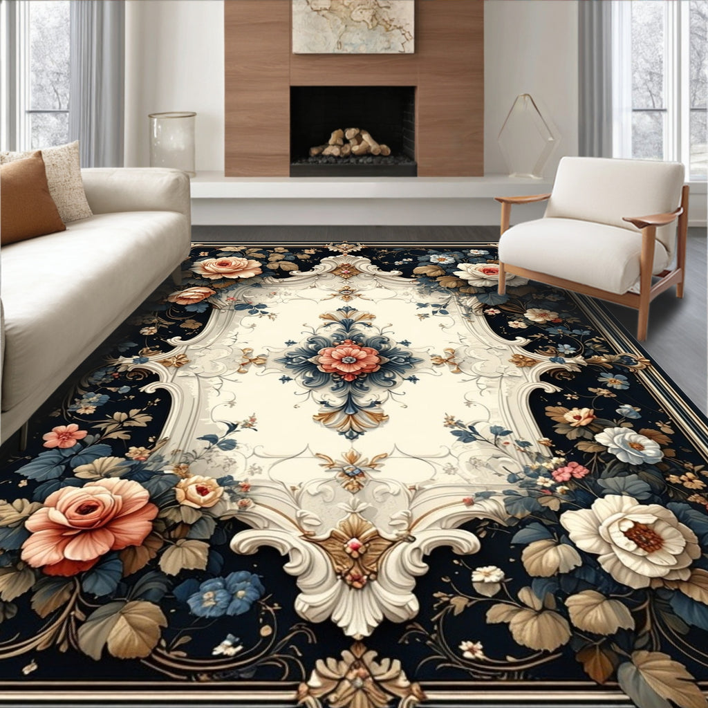 Antique Floral Frame Pattern Rug