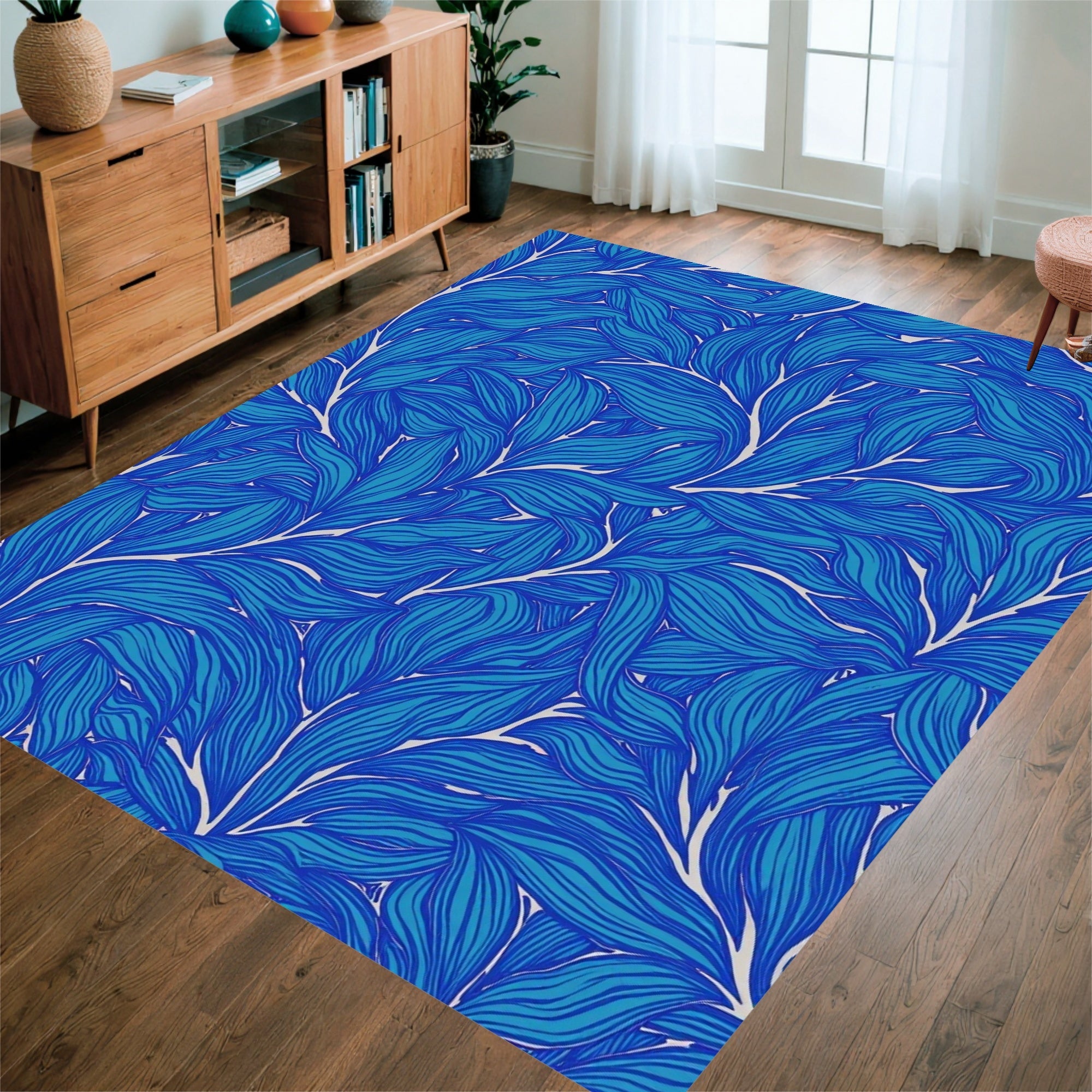 Oceanic Leaf Pattern Rug