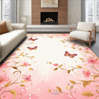 Pink floral accent with butterflies and gold Rug