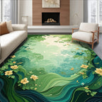 Whimsical Floral Forest Scene Rug