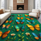 Vibrant Butterfly Nature Pattern Rug