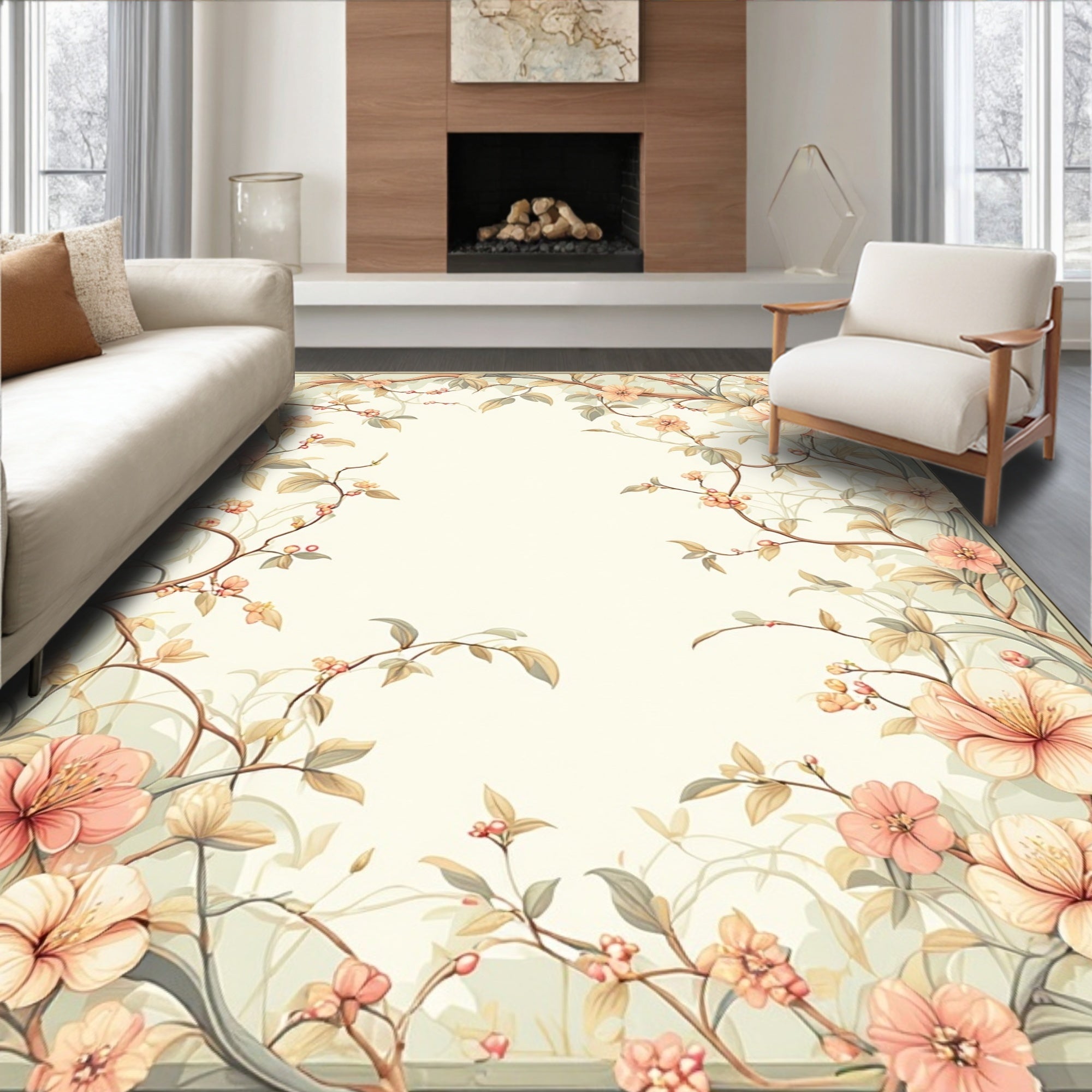 Vintage Floral Vine Garden Design Rug