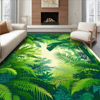 Lush Tropical Forest Leafy Pattern Rug