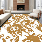 Artistic Ochre Abstract Organic Pattern Rug