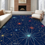 Dark Blue Spiderweb Pattern Design Rug