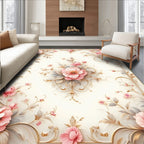 Soft Pink Floral Swirls Rug