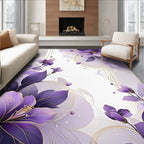 Elegant Purple Floral Art Deco Rug