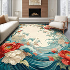 Ocean Bloom Art Nouveau Floral Rug