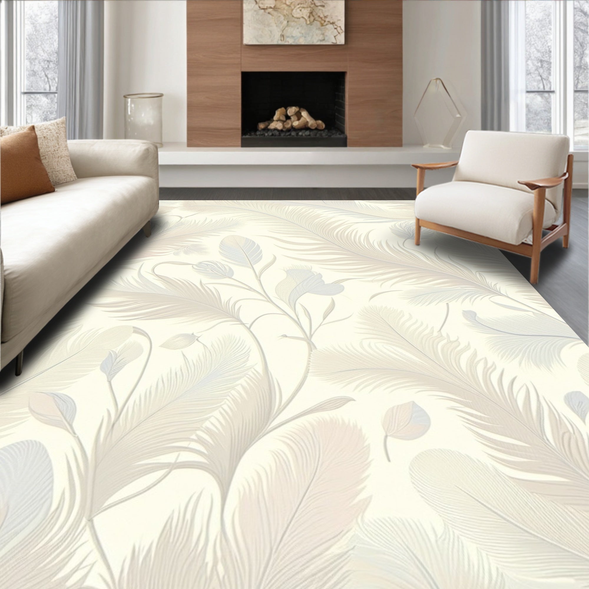 Feather Pattern Gentle Hues Rug