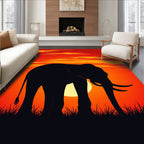 Sunset Elephant Savanna Silhouette Rug