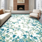 Teal Sage Vine Pattern Rug