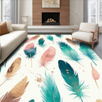 Feather Pattern With Gold Accents Rug