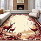 Majestic Deer Forest Scene Rug