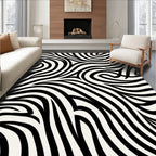 Black and White Swirling Lines Rug