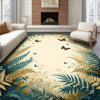 Nature Butterfly Fern Forest Pattern Rug