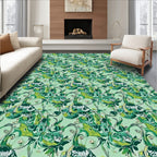 Abstract Green Swirl Floral Pattern Rug