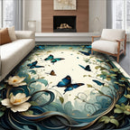 Whimsical Butterfly Floral Nature Design Rug