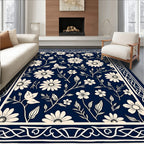 Dark Floral Whimsical Butterfly Rug