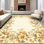 Antique Floral Vine Border Pattern Rug
