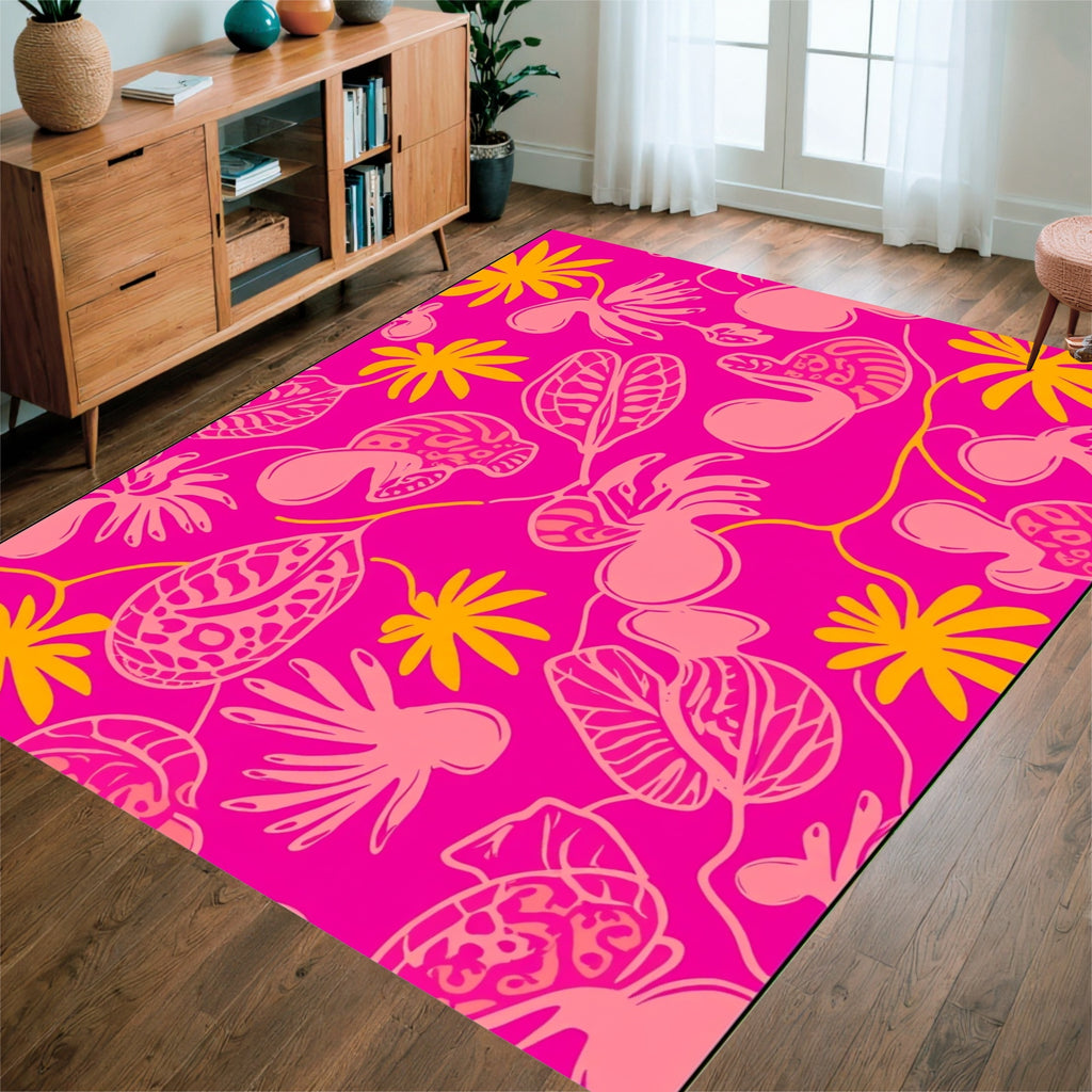 Vibrant Abstract Floral Pattern Rug