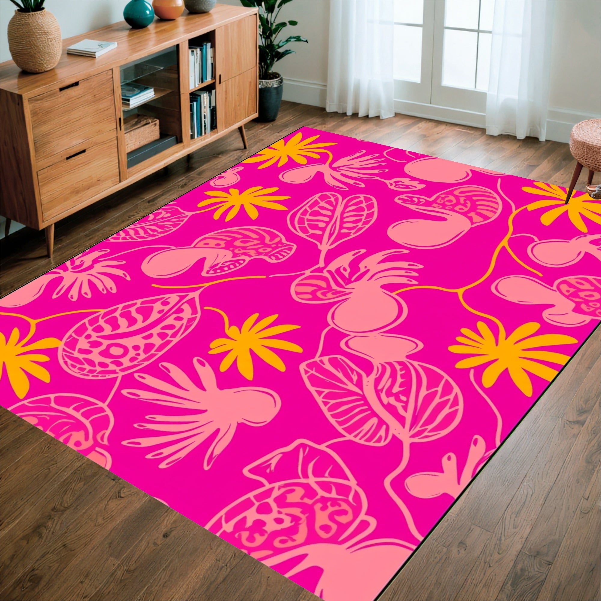 Vibrant Abstract Floral Pattern Rug
