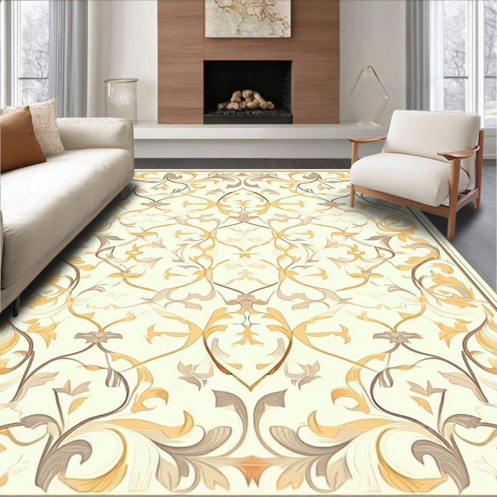 Elegant Floral Swirls Pattern Rug
