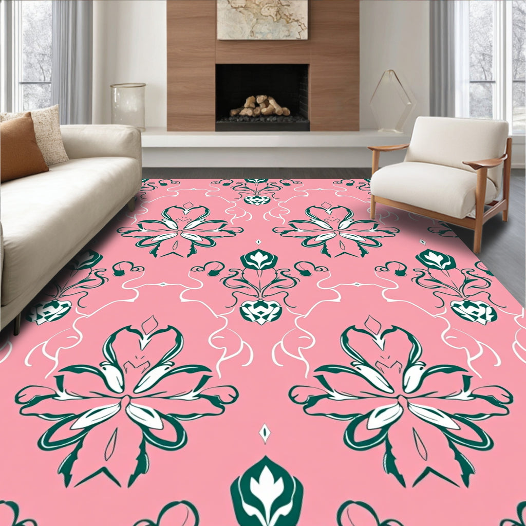Art Nouveau Floral Scroll Pattern Rug