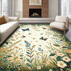 Whimsical Butterfly Floral Garden Rug