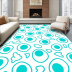 Teal Circle Heart Pattern Rug