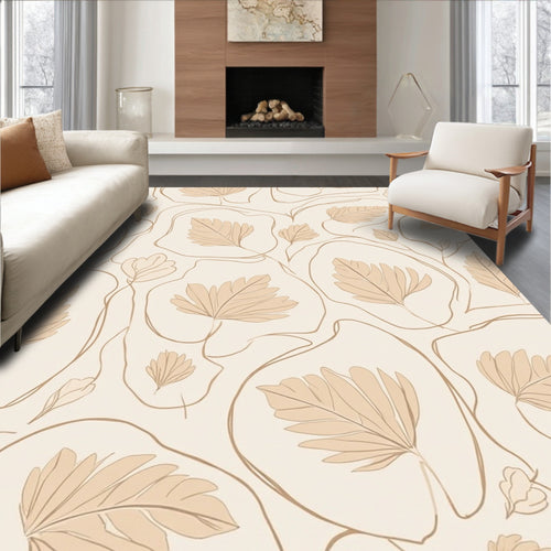 Abstract Botanical Leaf Outline Rug