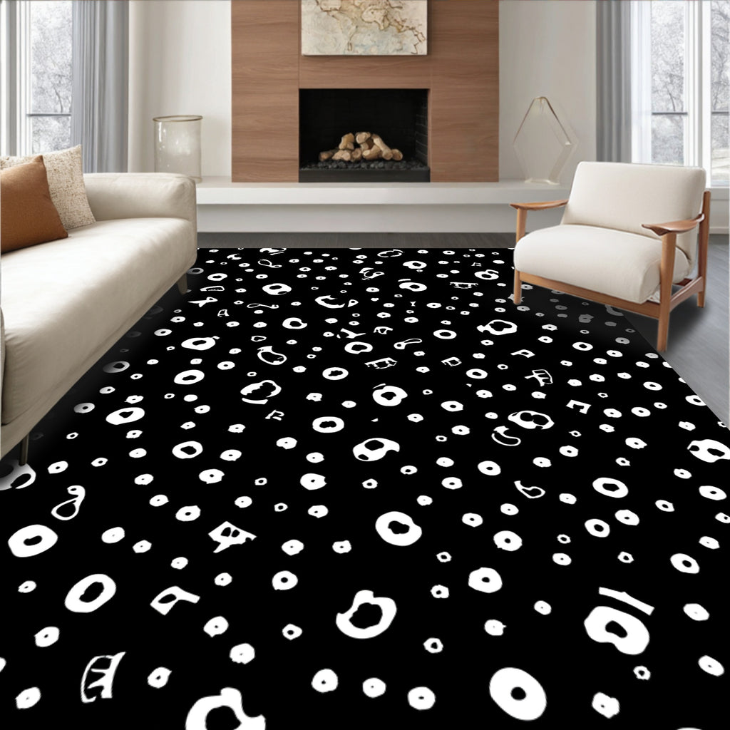 Abstract Scattered Shapes Pattern Design Rug