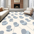 Pale Blue Floral Pod Abstract Design Rug