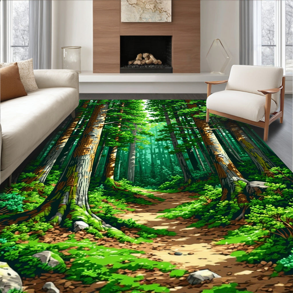 Enchanted Forest Path Nature Scene Rug