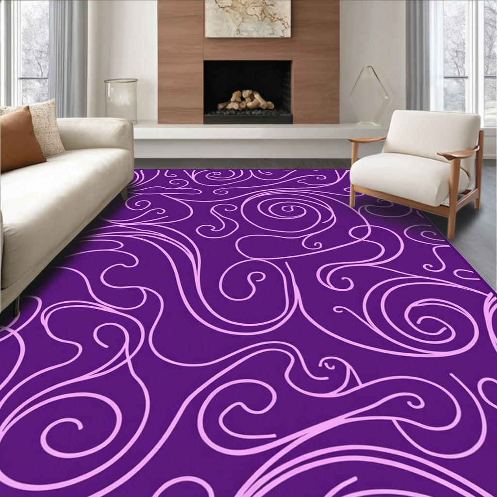 Ornate Purple Swirl Pattern Rug