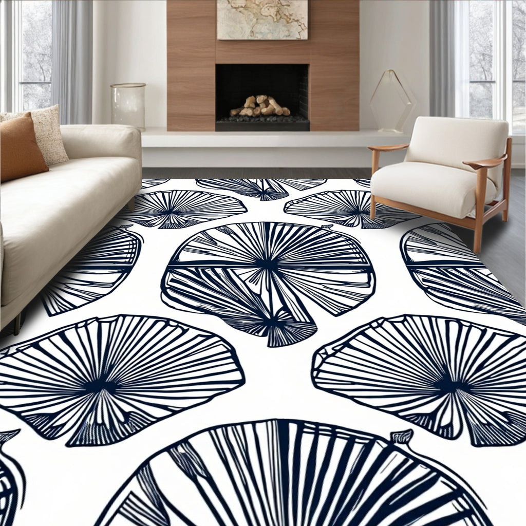 Fan Outline Botanical Pattern Rug