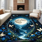Enchanted Moonlit Forest Butterfly Garden Rug