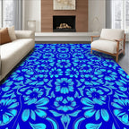Radiant Blue Floral Pattern Rug