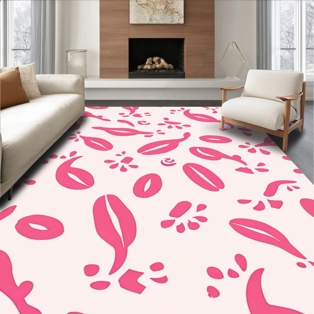 Pink Abstract Organic Shapes Rug