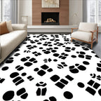 Abstract Black Geometric Shape Collage Rug