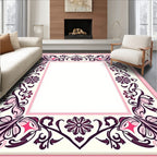 Ornate Floral Vine Border Pattern Rug