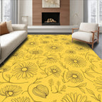 Vintage Daisy Patterned Yellow Rug