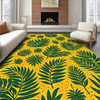 Tropical Leaf Patterned Yellow Rug