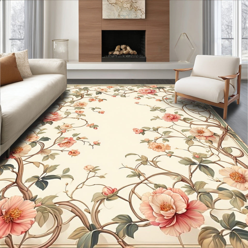 Elegant Floral Scrollwork Garden Rug