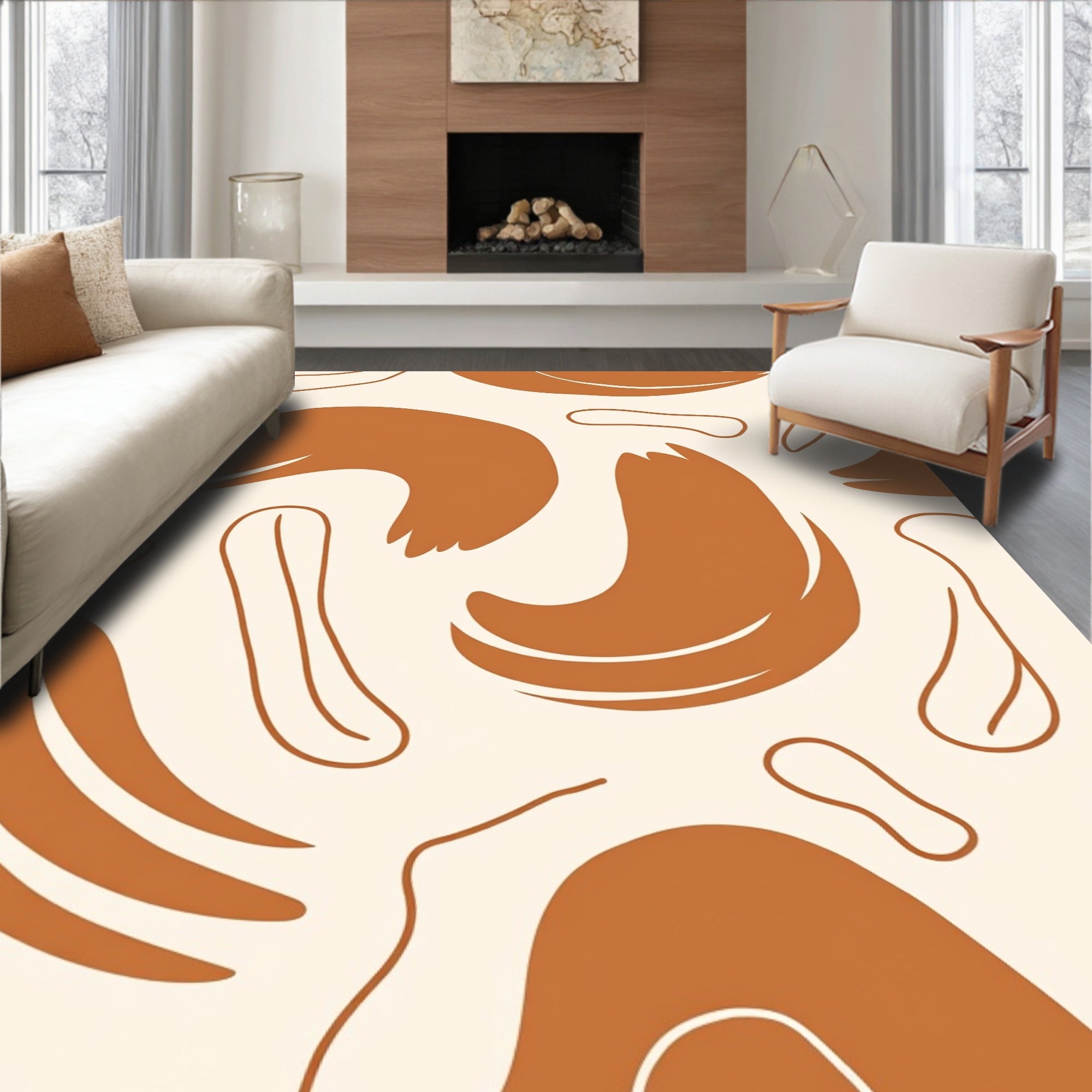 Abstract Wavy Organic Shapes Rug
