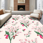 Floral Bouquet Pattern Vivid Pink Rug