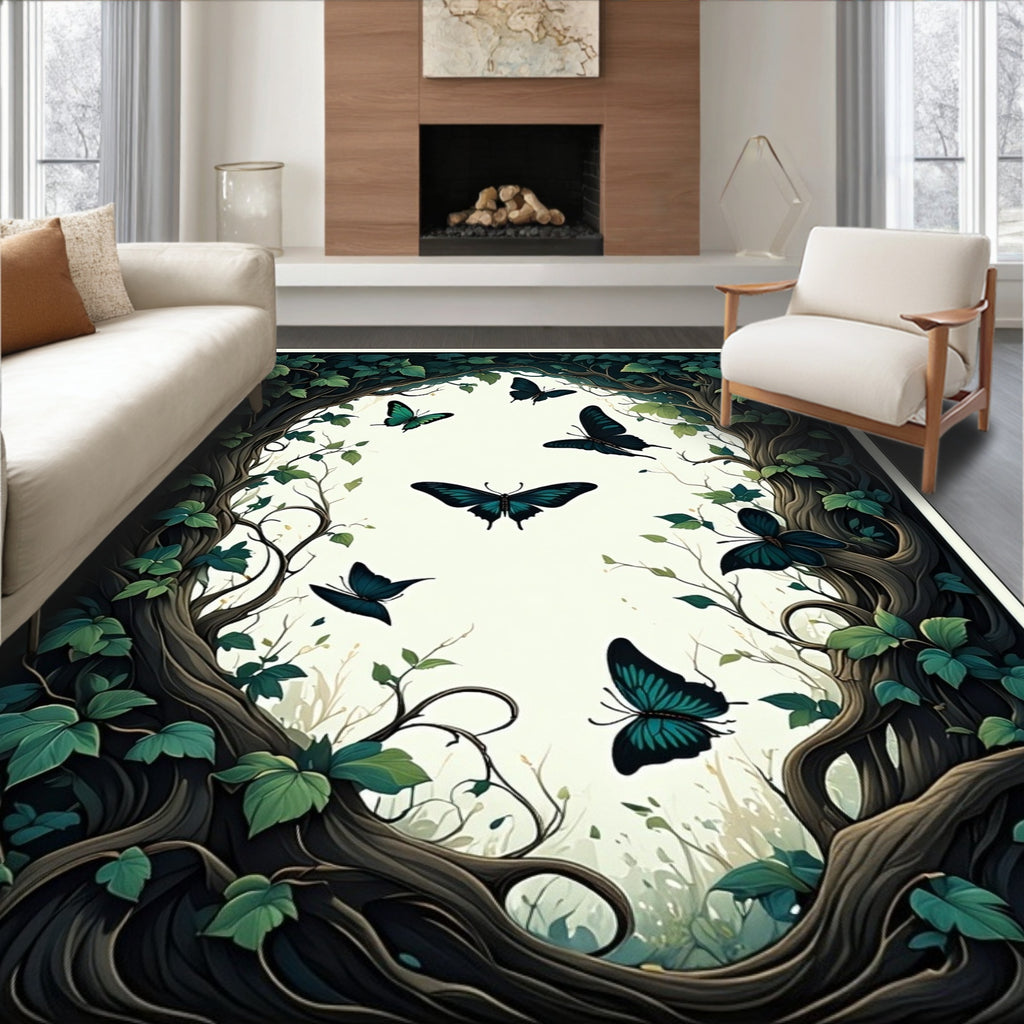 Enchanted Forest Butterfly Garden Rug